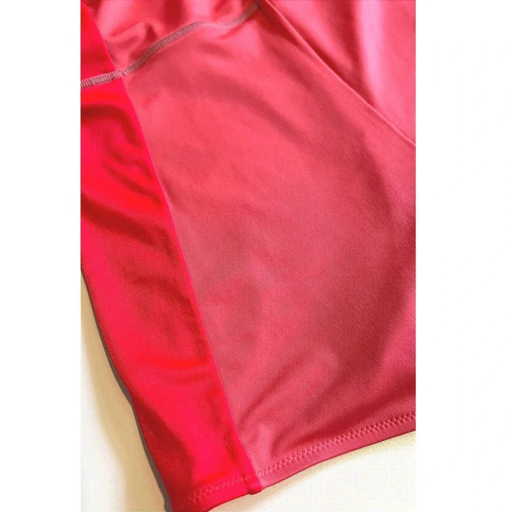 Crewcuts Kids 14 One Piece Long Sleeve Swimsuit Pink Teal Rash Guard UPF 50+